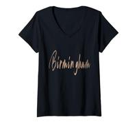 Womens Birmingham Alabama Vintage elegant design V-Neck T-Shirt