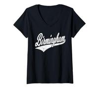 Women's Birmingham England Varsity Script Classic Sport Jersey Style V-Neck T-Shirt
