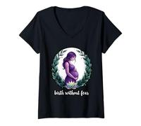 Women's Birth Without Fear Doula Labor Support Birth Worker V-Neck T-Shirt