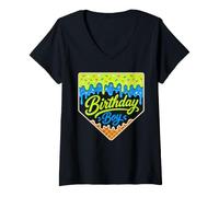 Women's Birthday Boy Ice Cream Drip Sprinkles Bday Party V-Neck T-Shirt