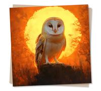 Womens Birthday Card, Owl for Men, Relative, Partner - Sunset Nature | for Him, Her, Mum, Dad, Nan, Grandad, Friend, Colleague, Bird Lover - Orange, Glow - Blank Inside, with Envelope