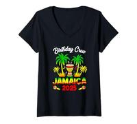 Womens Birthday Crew Jamaica 2025 30Th 50Th Girl Party Family V-Neck T-Shirt