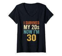 Women's Birthday I Survived My 20s Now 30 Turning Thirty V-Neck T-Shirt