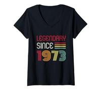 Womens Birthday Legendary Since 1973 V-Neck T-Shirt