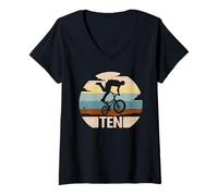 Womens Birthday Shirt 10th Birthday BMX Driver 10 Years Boys BMX V-Neck T-Shirt