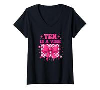 Women's Birthday Ten is A 10th Party Milestone V-Neck T-Shirt
