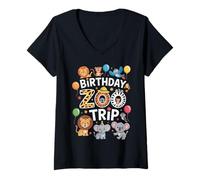Womens Birthday Zoo Trip Zoo Squad Zoo Keeper Wildlife Zoo V-Neck T-Shirt