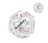 Women's Birthstone Charm Pendant - 12 Beads in 925 Sterling Silver, Compatible with Pandora & European Bracelets/Necklaces, Gift for Women and Girls.MON1
