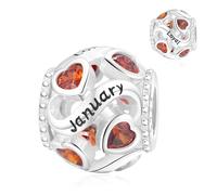 Women's Birthstone Charm Pendant - 12 Beads in 925 Sterling Silver, Compatible with Pandora & European Bracelets/Necklaces, Gift for Women and Girls.MON1