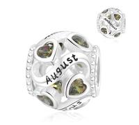 Women's Birthstone Charm Pendant - 12 Beads in 925 Sterling Silver, Compatible with Pandora & European Bracelets/Necklaces, Gift for Women and Girls.MON1