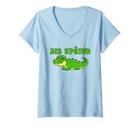 Womens Bis Spater Alligator See You Later Green Gator V-Neck T-Shirt