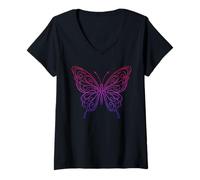 Women's Bisexual Ally LGBTQ Support Pride Month Butterfly Art V-Neck T-Shirt
