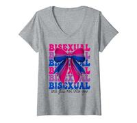 Womens Bisexual And Still Not Into You Funny Bi Pride Flag LGBTQ V-Neck T-Shirt
