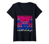 Womens Bisexual And Still Not Into You Funny Bi Pride Flag LGBTQ V-Neck T-Shirt