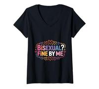 Women's Bisexual Fine By Me LGBTQ+ Message Pride |- V-Neck T-Shirt