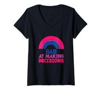 Women's Bisexual Funny LGBT Pride Bad At Making Decisions V-Neck T-Shirt