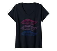 Womens Bisexual Pride Celebration Bi-Pride Flag Colored Feathers V-Neck T-Shirt