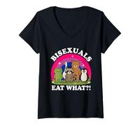 Womens Bisexuals Eat What Funny Bisexual Pride Animals Meme V-Neck T-Shirt