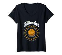 Womens Bitcoin Billionaire Very Wealthy Rich Successful Billion BTC V-Neck T-Shirt