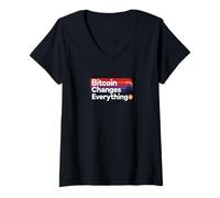 Womens Bitcoin Changes Everything Freedom Money Revolution Bitcoin V-Neck T-Shirt