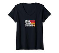 Womens Bitcoin Changes Everything Freedom Money Revolution Bitcoin V-Neck T-Shirt