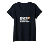 Womens Bitcoin Changes Everything Freedom Money Revolution Bitcoin V-Neck T-Shirt