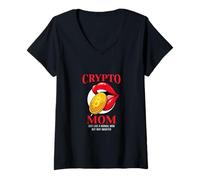 Womens Bitcoin Crypto Mom Just Like A Normal Mom But Way Smarter V-Neck T-Shirt