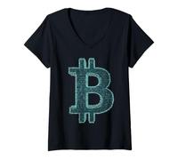 Womens Bitcoin Cryptocurrency BTC Binary Code Coders & Traders V-Neck T-Shirt