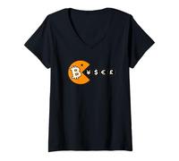 Womens Bitcoin Eats The World - Fiat is a Crime nostr gm Maxi V-Neck T-Shirt