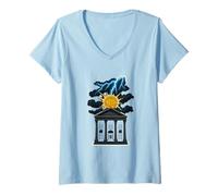 Womens Bitcoin Future Design Crypto Lightning Graphic Wealth Energy V-Neck T-Shirt