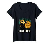 Womens Bitcoin Hodler - Matrix Hamster - Plan B V-Neck T-Shirt