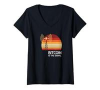 Womens Bitcoin is the signal value freedom future sound bitcoin V-Neck T-Shirt