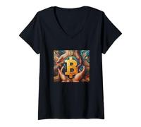 Womens Bitcoin is there for everyone V-Neck T-Shirt
