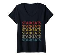 Womens Bitcoin Satoshi Blockchain Crypto Krypto BTC Stacksats V-Neck T-Shirt