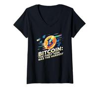 Womens Bitcoin The First 100k was The harderst, HODL Bitcoin Crypto V-Neck T-Shirt