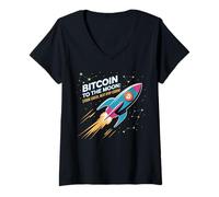 Womens Bitcoin to the moon: 100k check, next 500k, bitcoin crypto V-Neck T-Shirt