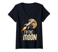 Womens Bitcoin to The Moon V-Neck T-Shirt