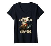 Womens Bite into Holiday Cheer Jaws First Vintage Novelty Gift. V-Neck T-Shirt