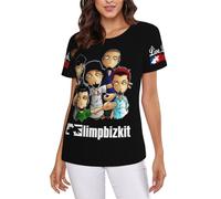 Women's Bizkit Rap Rock Limp Band Short Sleeve T-Shirts All-Over Print T-Shirts Crew Neck Design All-Season Wear tee Shirt Top Tees S Black