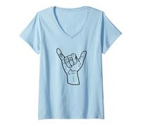 Women's BJJ Shaka Grappling Jiu Jitsu Shaka Hand V-Neck T-Shirt