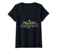 Womens Black Adam DC Comics Logo Lightning V-Neck T-Shirt