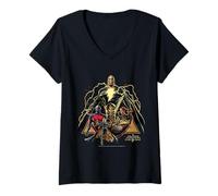 Womens Black Adam Lightning Superheroes Iconic Power V-Neck T-Shirt