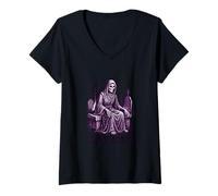 Womens Black Agnes Fearless Scottish Heroine Medieval Legend Design V-Neck T-Shirt