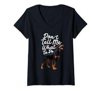 Womens Black And Tan Coonhound Tell Me Puppy Lover Coonhounds V-Neck T-Shirt