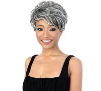 Women's Black and White Mixed Color Pixie Cut Short Wigs Heat-Resistant Synthetic Comfortable and Breathable Short Curly Wigs Suitable for Daily Gatherings Photo Color,4in (Photo Color 4in)
