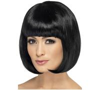 Womens Black Bobbed Partyrama Wig