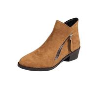 Womens Black Boots Chelsea Boots Women Olive Booties Women Shoes Side Zipper Shoes for Ankle Short Single for Ladies Casual Casts Foot (Brown,7)