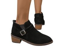 Womens Black Boots Chelsea Boots Women S Shoes for Women 2025 New Foreign Trade Roman Retro Shoes Big Yards Set Foot Thick with Pointed and Short in Europe and The States Fashion Flat Wide