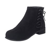Womens Black Boots Chelsea Boots Women Women's Ankle Shoes Spring Autumn Winter Retro Short Shoes Chunky Heel Round Toe Side Zipper Comfortable Casual Ankle Rehab Boot Foot (Black,6.5)