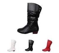 Womens Black Calf Boot Clearance uk 7 Heeled Calf Boot High Boots Fashion Boot Women's Slope Long Boots Calf Length Slouch Boots Womens Faux Fur Lined Boot Biker Boots A1-Black